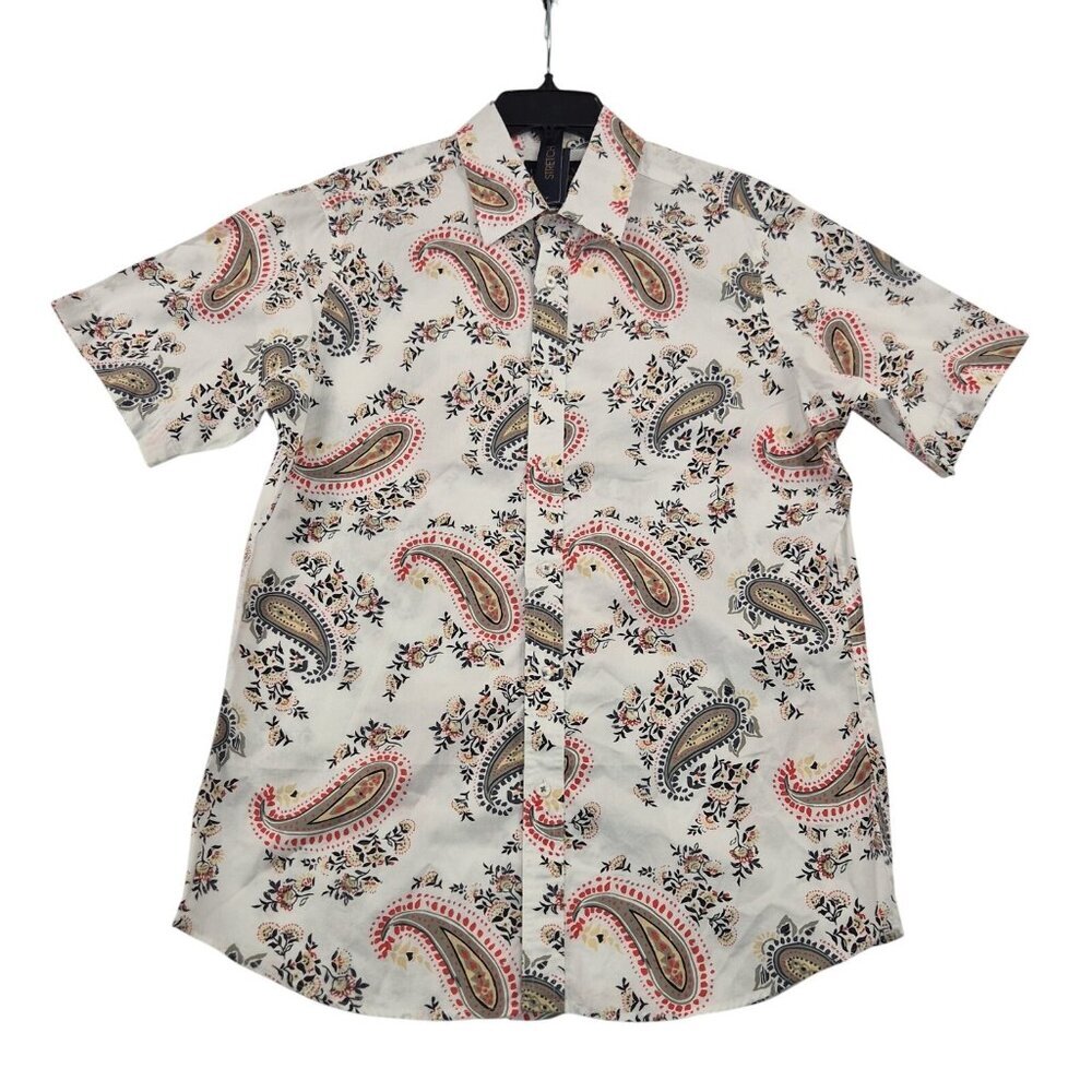 CREMIEUX PREMIUM DENIM Men's Size M Shirt Stretch White Paisley Multi  (58)